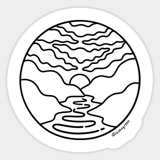 Valley Scene - black Sticker